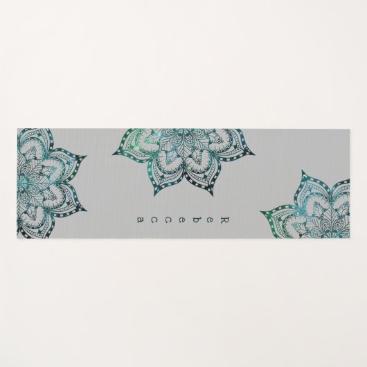 Mandala Aquamarin und Grau Personalisiert Yoga Mat Yogamatte (Vorderseite (Horizontal))