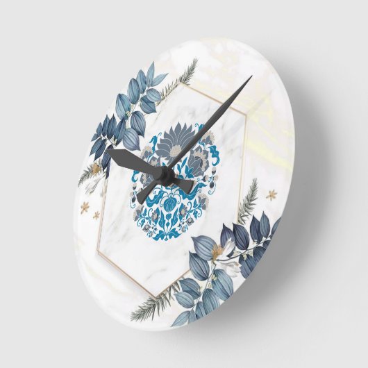 Mandala Art, Blumengrafik Design Runde Wanduhr (Winkel)