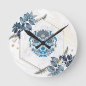 Mandala Art, Blumengrafik Design Runde Wanduhr (Vorderseite)