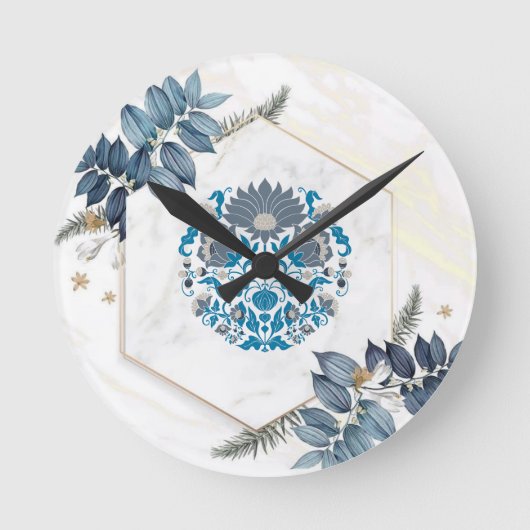 Mandala Art, Blumengrafik Design Runde Wanduhr (Vorderseite)