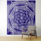 Mandala Art Boho Chic Elegant Navy Blue Trippy Wandteppich (Beispiel)