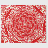Mandala Art Boho Chic Elegante Weißes Rotes Weihna Geschenkpapier (Flach)