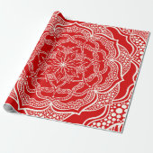 Mandala Art Boho Chic Elegante Weißes Rotes Weihna Geschenkpapier (Ungerollt)