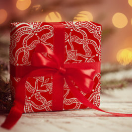 Mandala Art Boho Chic Elegante Weißes Rotes Weihna Geschenkpapier