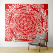 Mandala Art Boho Chic Elegante Weißes Rotes Weihna Wandteppich (Beispiel (Horizontal))