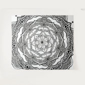 Mandala Art Boho Chic Elegantes Schwarz-weißes Tri Wandteppich (Vorderseite (Horizontal))