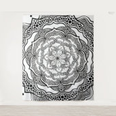 Mandala Art Boho Chic Elegantes Schwarz-weißes Tri Wandteppich (Vorderseite)