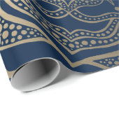 Mandala Art Boho Elegant Gold Navy Blauer Weihnach Geschenkpapier (Rolleneckpunkt)