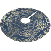 Mandala Art Boho Elegant Gold Navy Blauer Weihnach Polyester Weihnachtsbaumdecke (Schrägansicht)