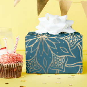 Mandala Art Boho Elegante Gold Türkis Geschenkpapier