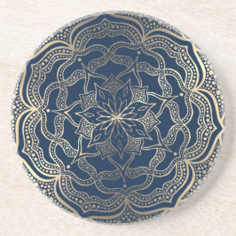 Mandala Art Boho Elegante Luxury Gold und Navy Blu Getränkeuntersetzer