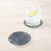 Mandala Art Boho Elegante Luxury Gold und Navy Blu Getränkeuntersetzer (Seite)