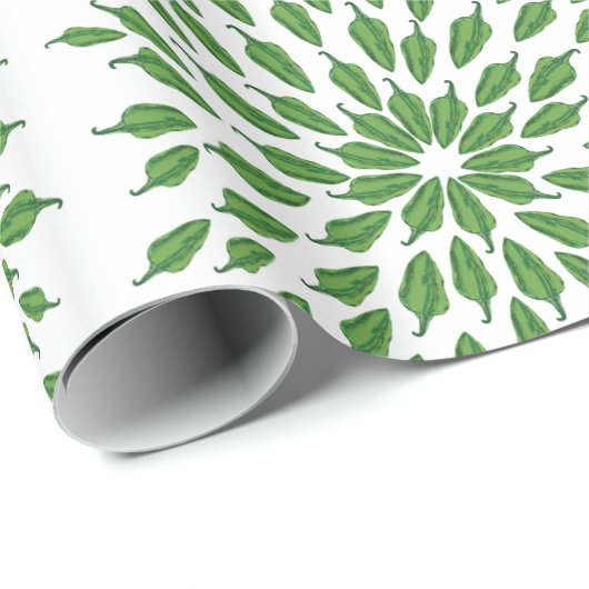 Mandala Art Green Chili Paprikaschoten Geschenkpapier (Rolleneckpunkt)