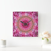 Mandala Art Pink Blume Design Square Uhr (Zuhause)