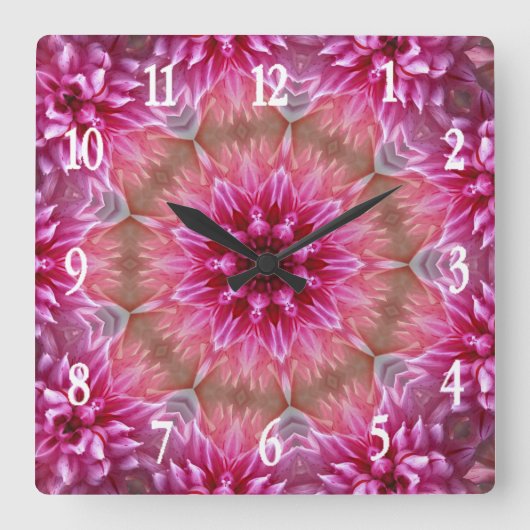 Mandala Art Pink Blume Design Square Uhr (Vorderseite)