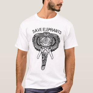 Mandala Art rette Elefanten T-Shirt