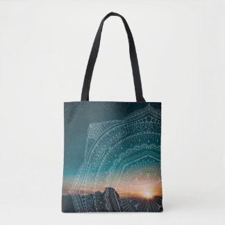 Mandala Art Sunset Blue Night Sky Stars Fotografie Tasche