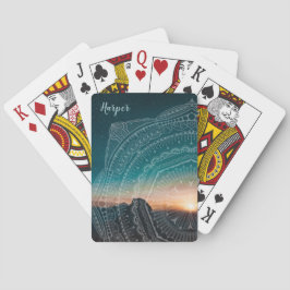 Mandala Art Sunset Starry Night Sky Zen Blue Spielkarten