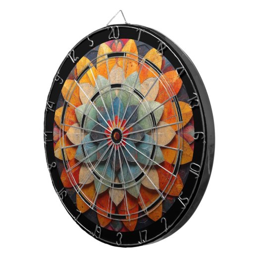 Mandala Art Textured Blume Dartscheibe (Vorderseite rechts)