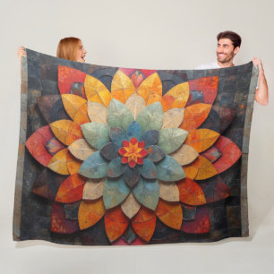 Mandala Art Textured Blume Fleecedecke
