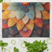 Mandala Art Textured Blume Geschirrtuch (Gefaltet)