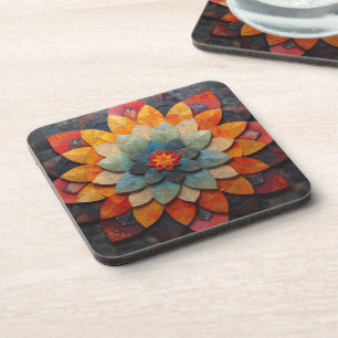 Mandala Art Textured Blume Getränkeuntersetzer