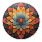 Mandala Art Textured Blume Keramikknauf (Vorderseite)