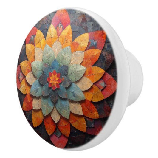 Mandala Art Textured Blume Keramikknauf (Rechts)