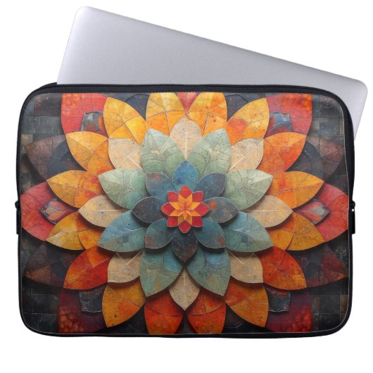 Mandala Art Textured Blume Laptopschutzhülle (Vorderseite)