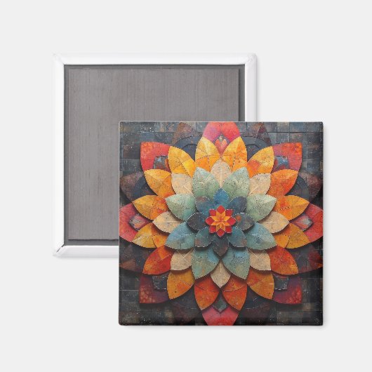 Mandala Art Textured Blume Magnet (Vorderseite/Rückseite)