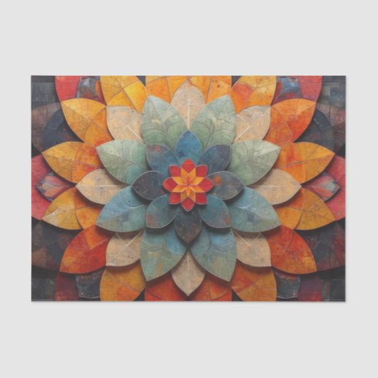 Mandala Art Textured Blume Seidenpapier (Vorderseite)