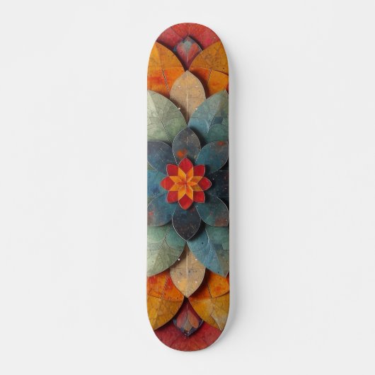 Mandala Art Textured Blume Skateboard (Vorne)