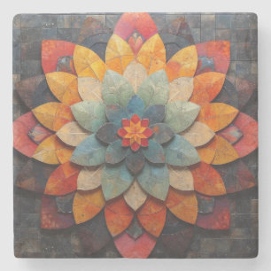 Mandala Art Textured Blume Steinuntersetzer