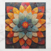 Mandala Art Textured Blume Weinetikett (Einzelnes Label)