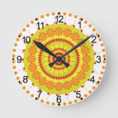 Mandala Art Yellow Orange Design Runde Wanduhr (Vorderseite)