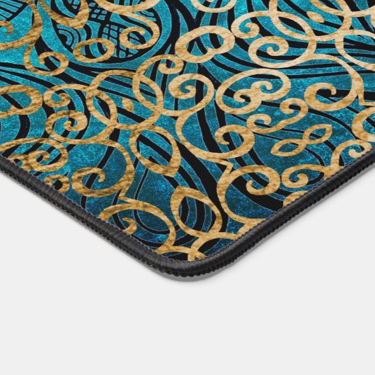 Mandala Art Zen Aquamarin Blue and Gold Class Eleg Schreibtischunterlage (Ecke)