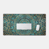 Mandala Art Zen Aquamarin Blue and Gold Class Eleg Schreibtischunterlage (Tastatur & Maus)
