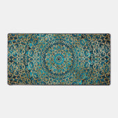 Mandala Art Zen Aquamarin Blue and Gold Class Eleg Schreibtischunterlage (Vorderseite)