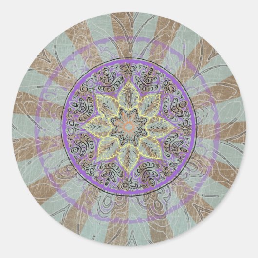 Mandala Artwork Runder Aufkleber (Vorderseite)