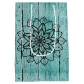 Mandala auf Blauem Wald Mittlere Geschenktüte (Rückseite)