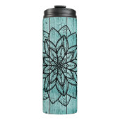 Mandala auf Blauem Wald Thermosbecher (Vorderseite)