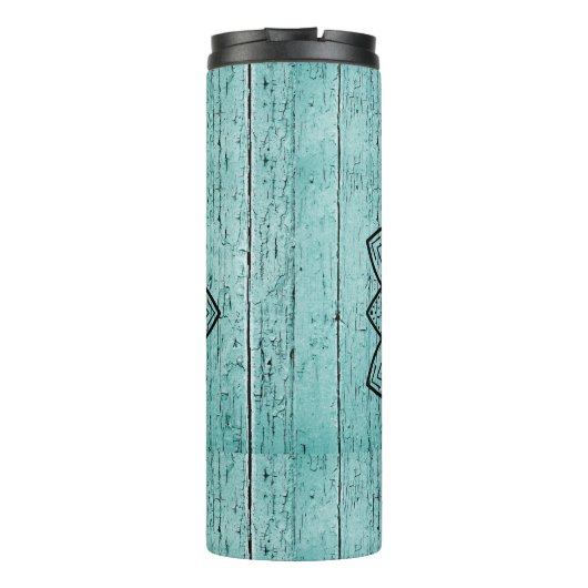 Mandala auf Blauem Wald Thermosbecher (Rückseite)