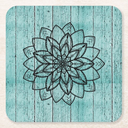 Mandala auf Blauholz Rechteckiger Pappuntersetzer (Vorderseite)
