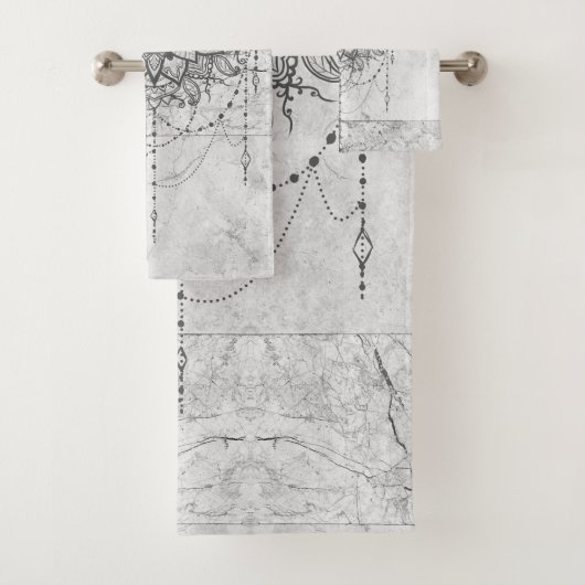 Mandala auf dem Set "Silver Marble Bath Towel" (Insitu)