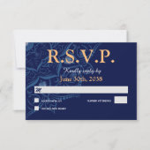 Mandala auf Royal Blue Wedding RSVP Response Karte (Vorderseite)