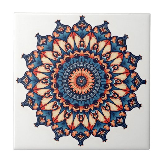Mandala auf weiß fliese (Vorderseite)