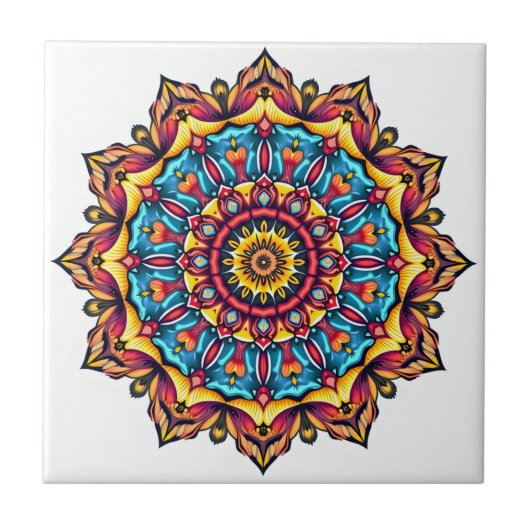 Mandala auf weiß fliese (Vorderseite)