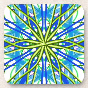 Mandala auf Weiß mit Gelbem und Blau Getränkeuntersetzer