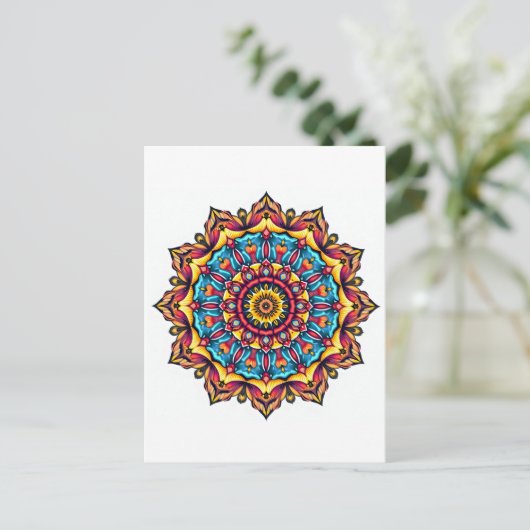 Mandala auf weiß postkarte (Stehend Vorderseite)