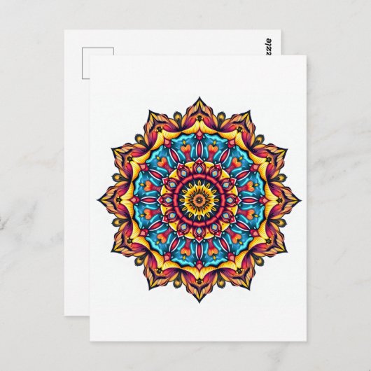 Mandala auf weiß postkarte (Vorne/Hinten)